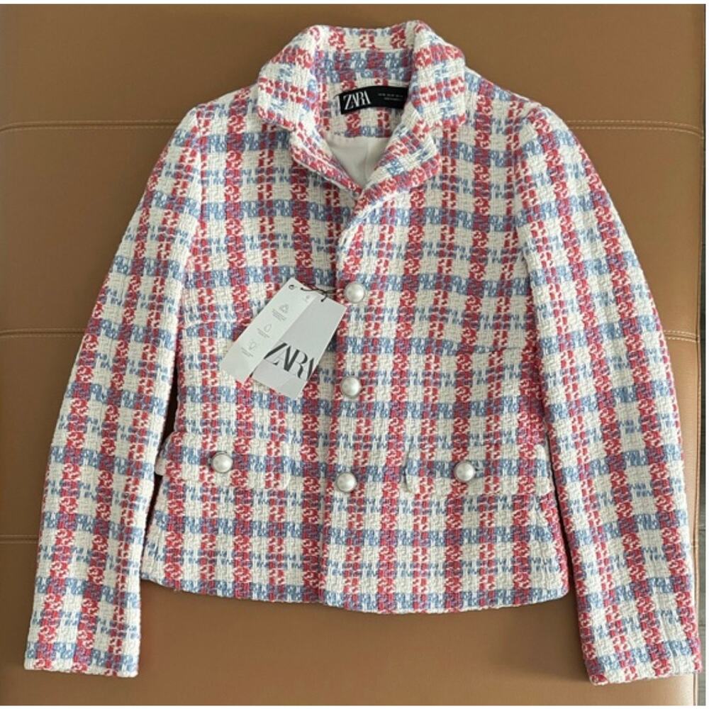 ZARA PEARL BUTTON TEXTURED JACKET MULTICOLORED - Picture 9 of 14